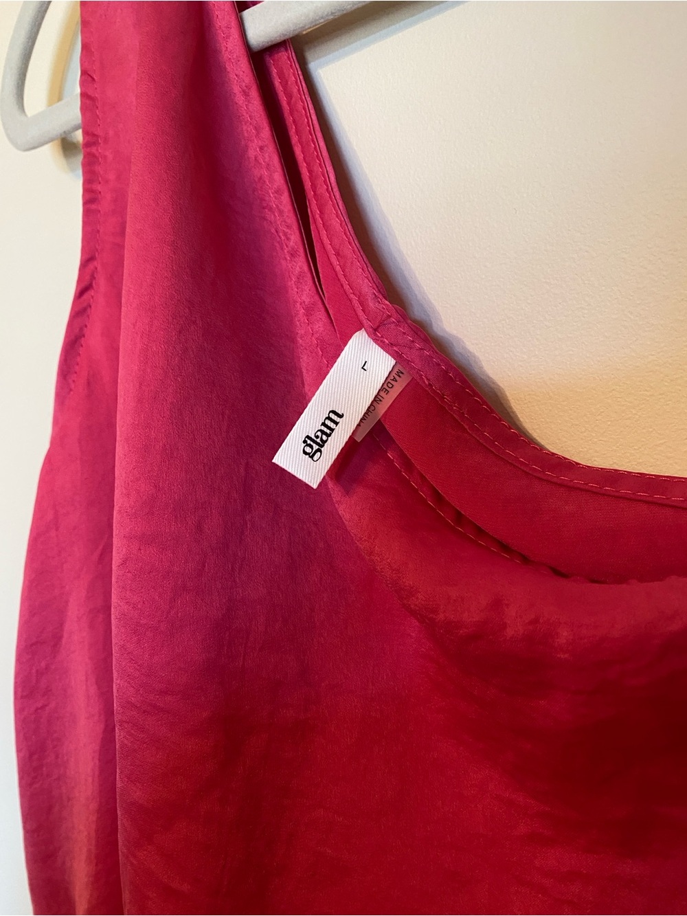 Women's One-Shoulder Fuchsia Ruffle Hem Top - Picture 3 of 3